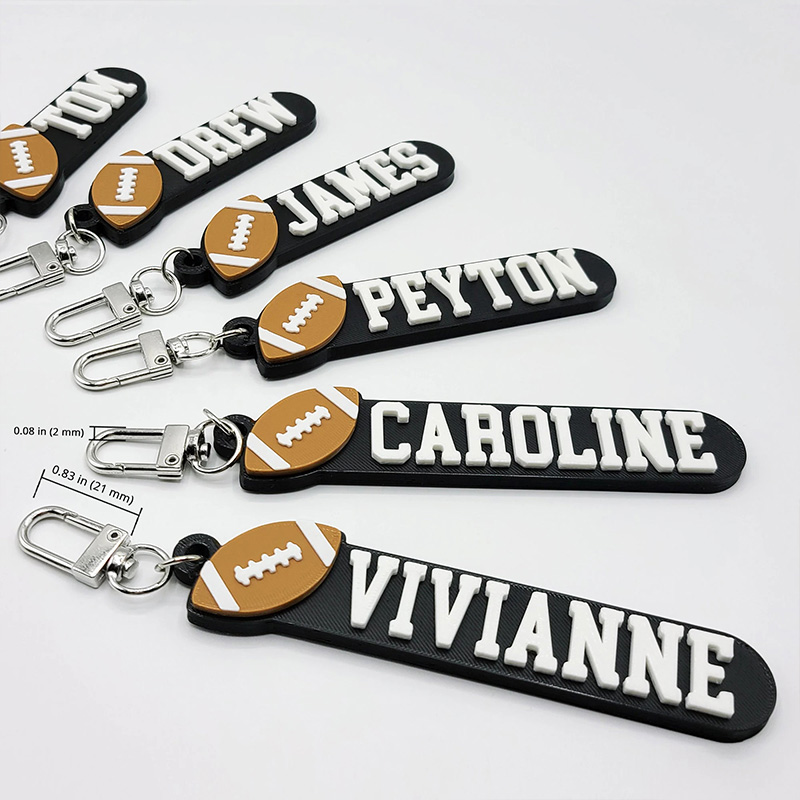 Personalized American Football 3D Printed Hard Plastic Keychains with Custom Your Name 