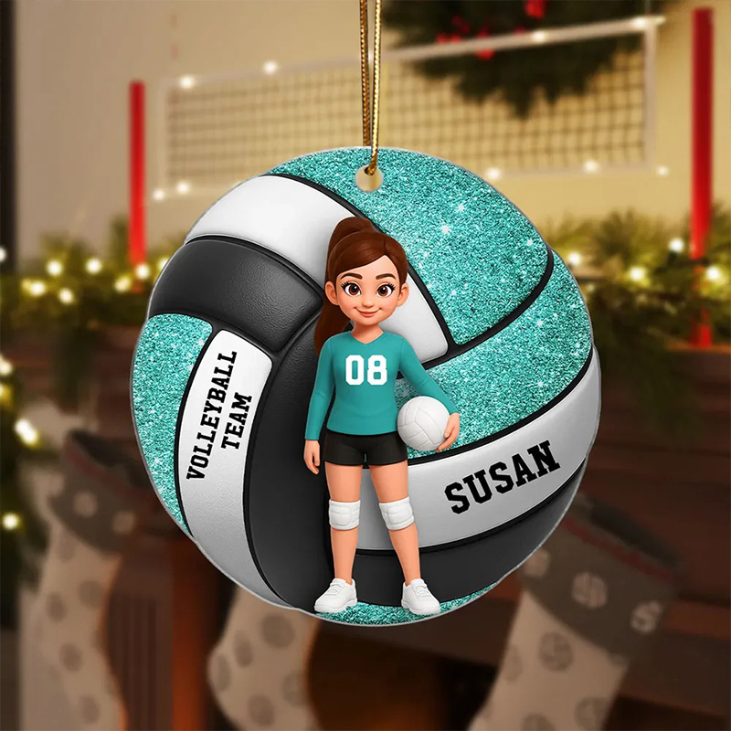 Personalized Acrylic Christmas Ornaments Decoration Volleyball Girl 3D Effect with Custom Name,Number,and Colors
