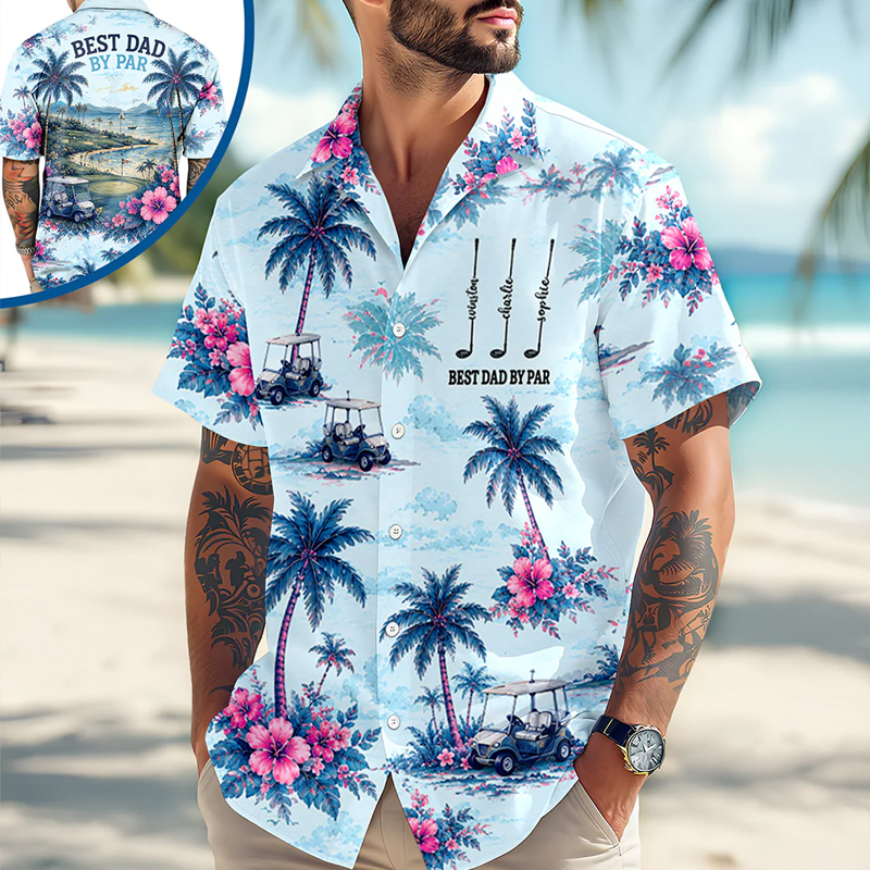Personalized Golf Hawaii Shirt Best Dad By Par Gift For Dad Golf Lovers