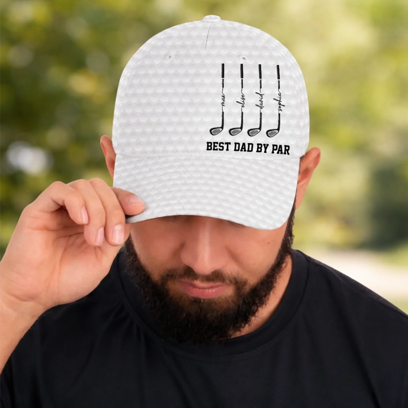 Personalized Golf Cap Best Dad By Par Custom Name Gift for Dad Grandpa Father's Day