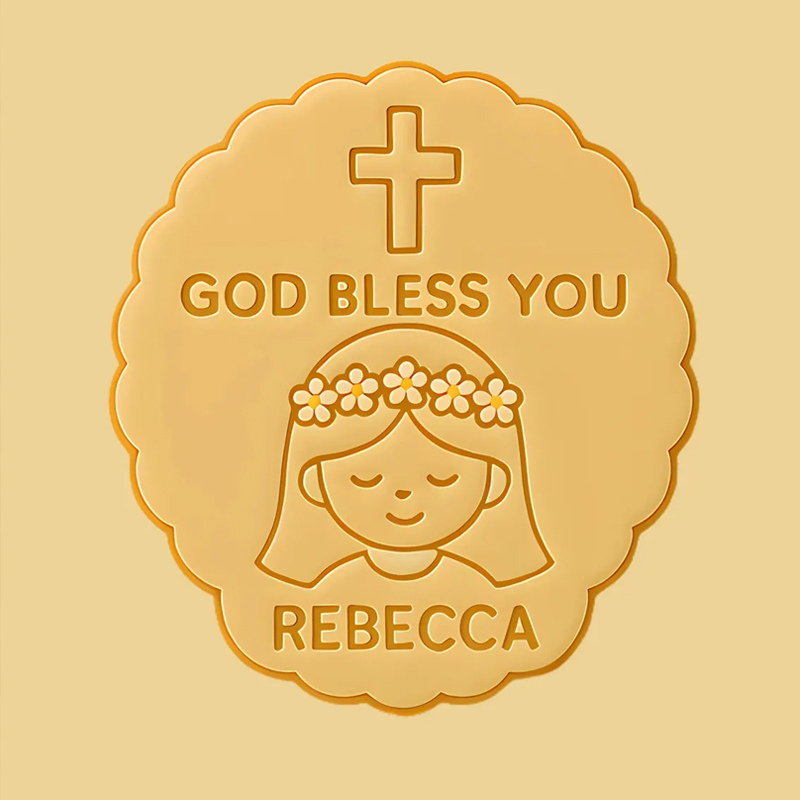Personalized Christian Cookie Cutter Name Religious Blessing Communion Girl Custom Name Gift for Faith and Baptism