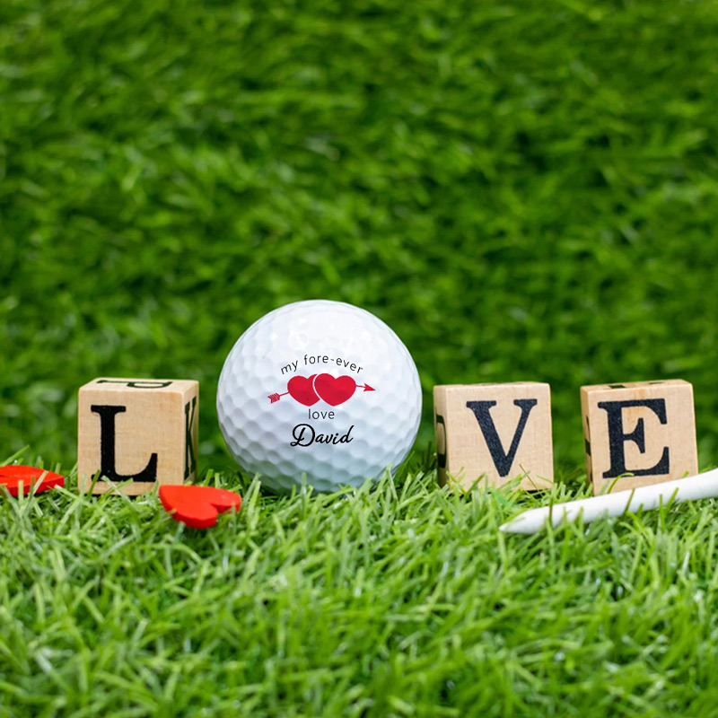 Personalized Fun Red Kiss Lip Shaped Heart Set of 3 Golf Balls Valentine's Day Anniversary Gift for Golf Loving Couples