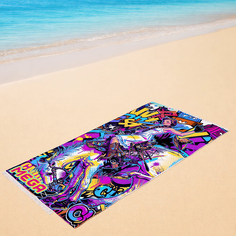 Personalized Colorful Graffiti Pop Art Beach Towel Custom Name Street Art Towel Bold Bath & Pool Towel