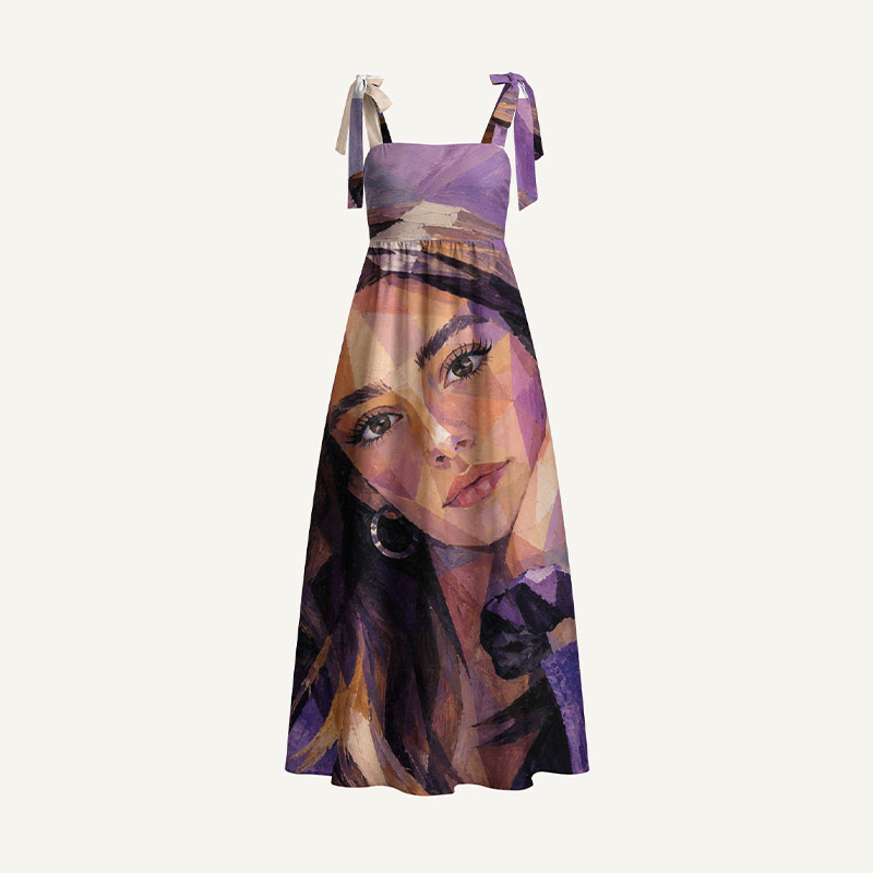 Personalized Oil Painting Photo Maxi Dress Custom Image Gift for Summer