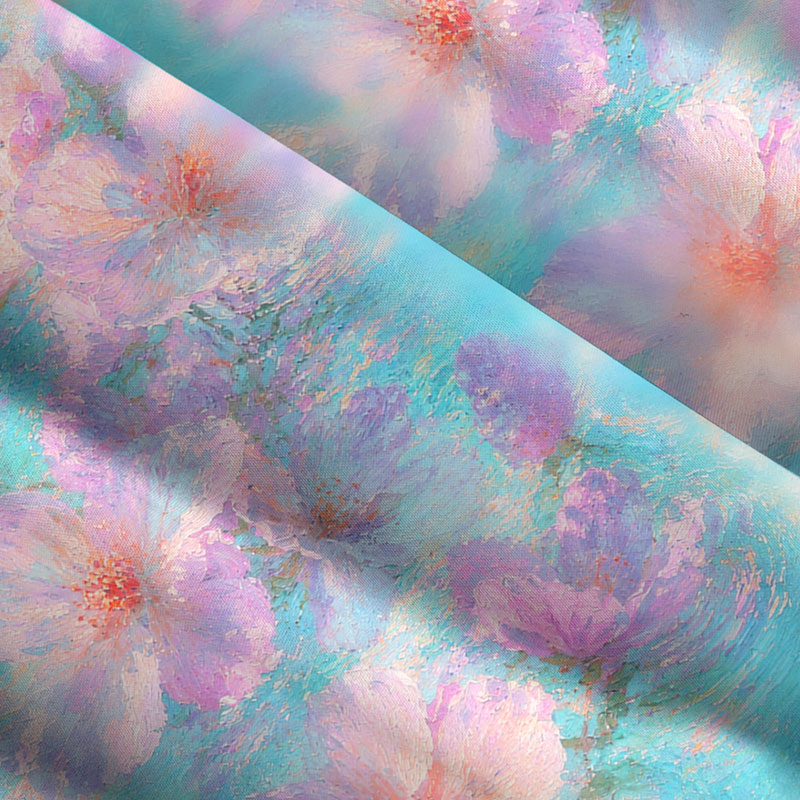 Oil Painting Pink Floral Impressionist Printed Maxi Dress