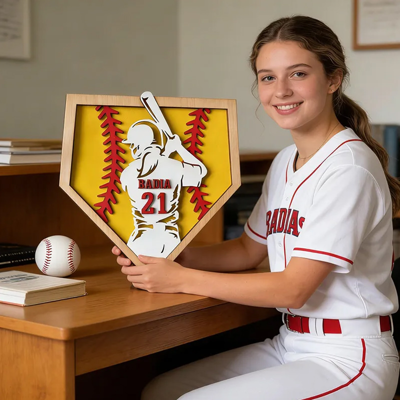 Personalized Softball Name Sign 3D Softball Plaque Gift for Softball Lovers Softball Girls