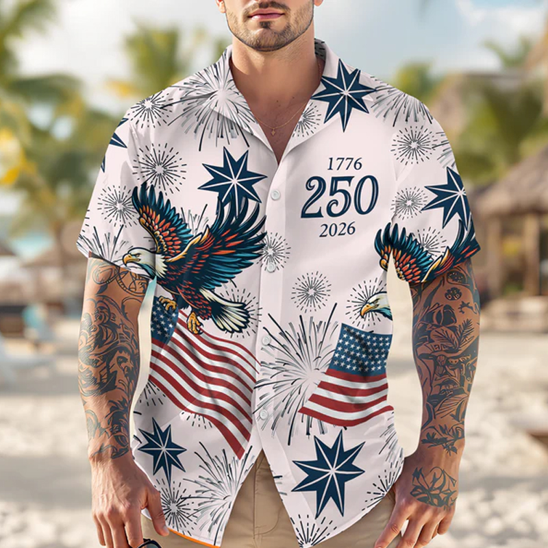 Personalized USA 250 Anniversary Eagle 1776-2026 Hawaii Shirt