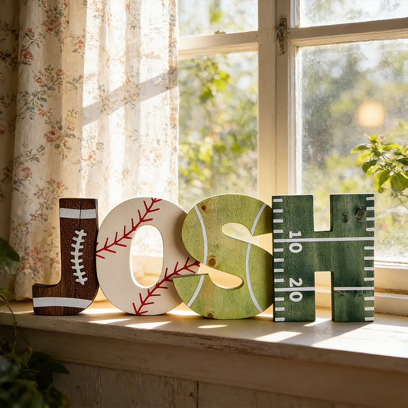 Personalized Wooden Sports Name Sign Sports Letter Wall Decoration Custom Letter