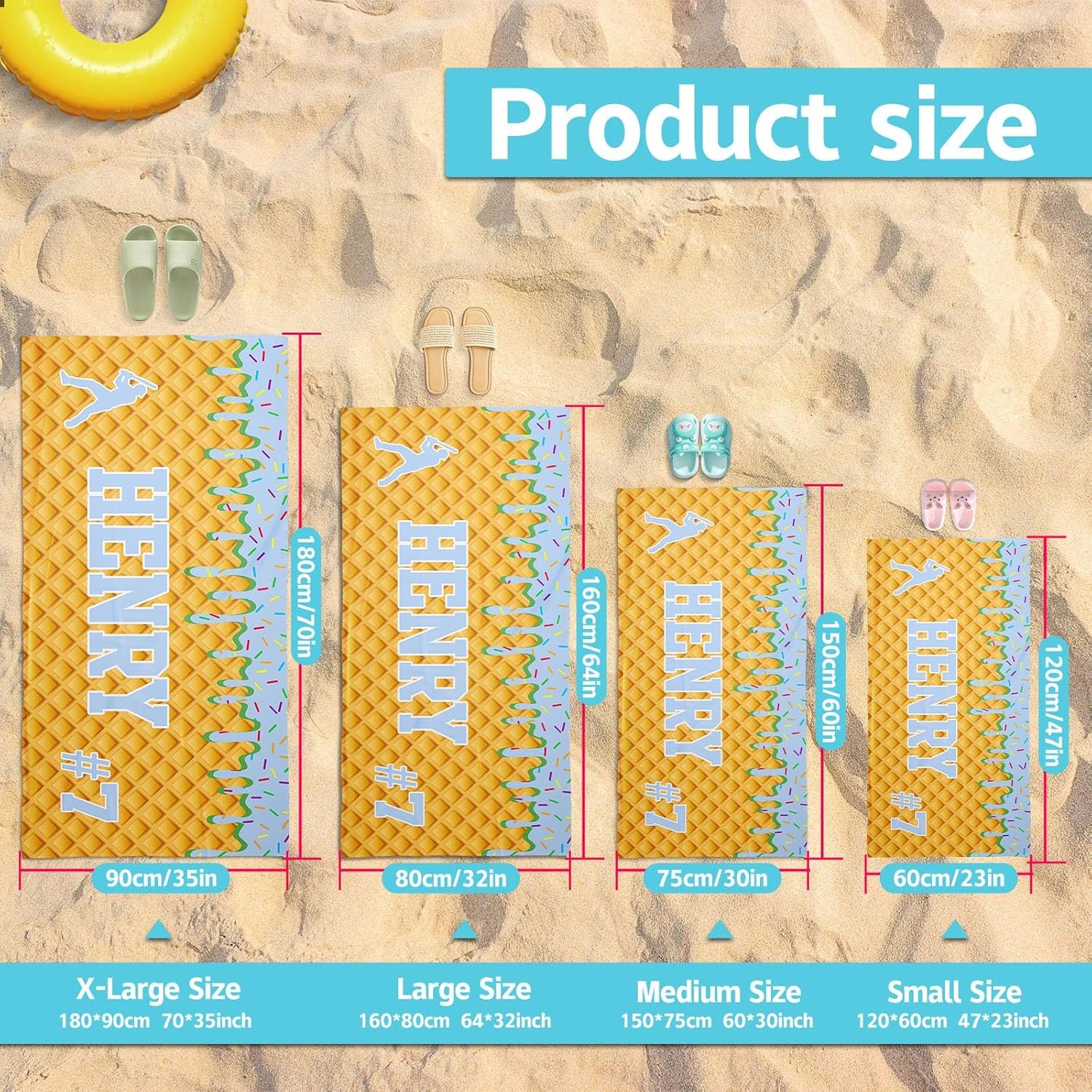 Personalized Ice Cream Drip Baseball Beach Towel For Boys Drip Beach Towel Pool Towel Team Gift Youth Baseball Gift