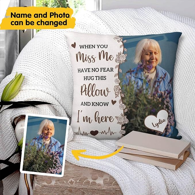 Personalized Photo Memorial Throw Pillow with Name Custom Double Sided Pillow Sympathy Bereavement Gift for Loss of Loved One