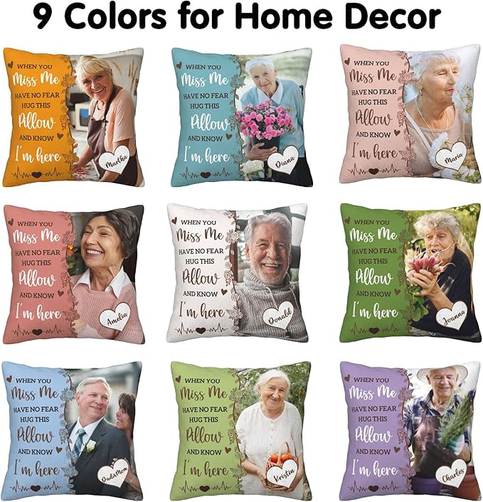 Personalized Photo Memorial Throw Pillow with Name Custom Double Sided Pillow Sympathy Bereavement Gift for Loss of Loved One