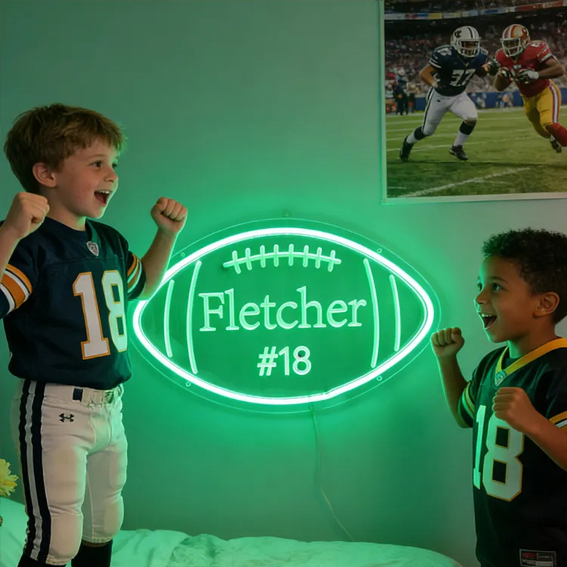 Personalized Football Neon Sign with Custom Name and Jersey Number for Football Fans