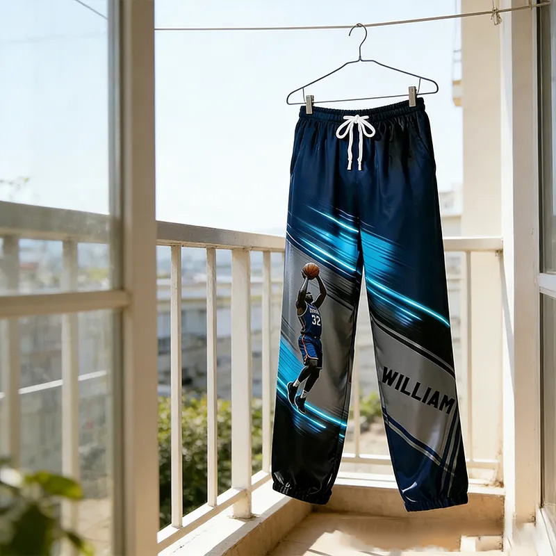 Personalized Basketball Pajama Pants with Custom Name and Photo Design