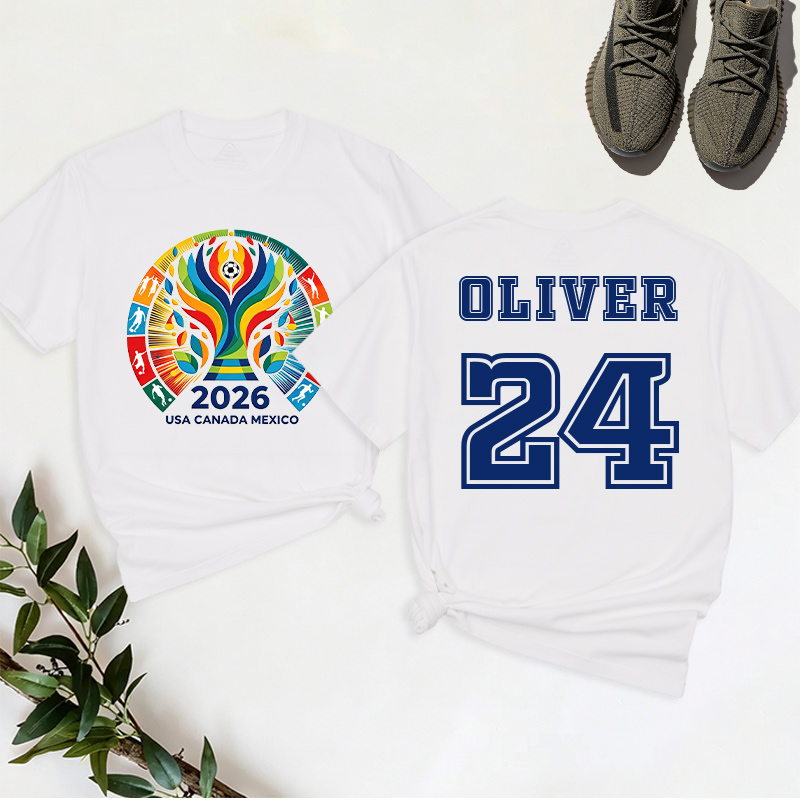 Personalized Football Cup T-Shirt 2026 USA Canada Mexico Football Match Tee Custom Name and Number Gift for Football Fans