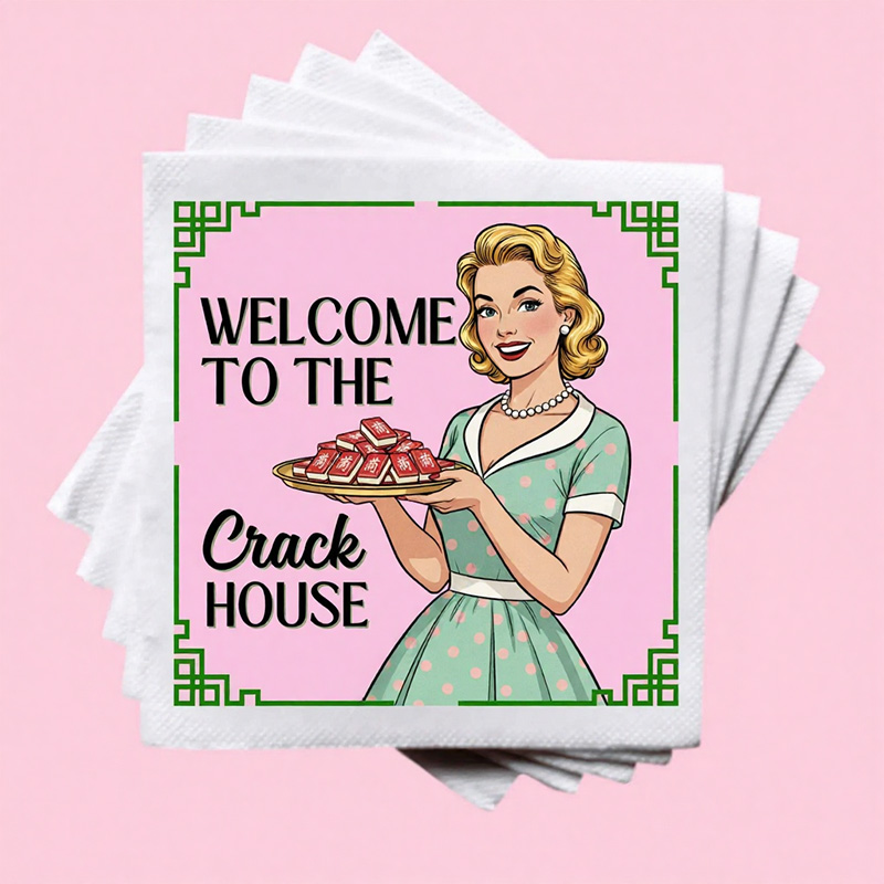 Personalized Funny Mahjong Cocktail Napkins Welcome to the Crack House - Set of 20