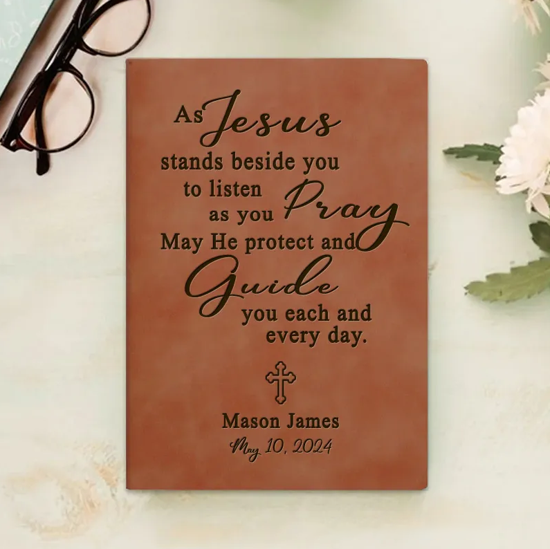 Personalized Christian Quote with Cross Prayer Journal A5 Notebook with Name Religious Study Notebook Confirmation Christmas Gift for Christians