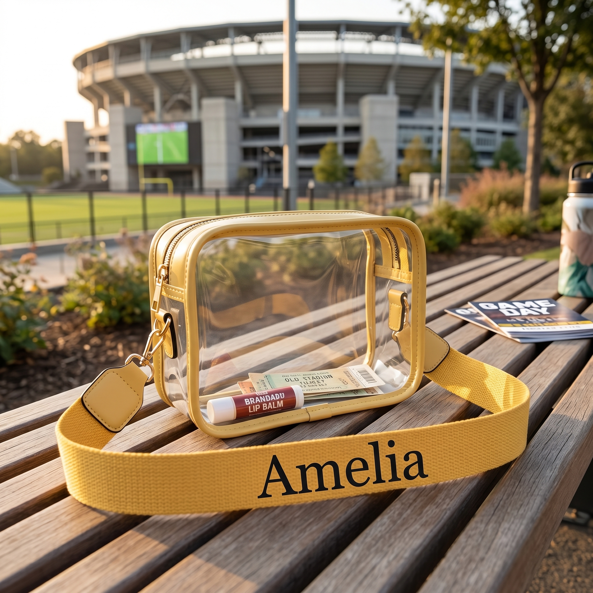 Personalized Clear Stadium Bag Custom Name Transparent Crossbody Purse Approved for Sports and  Concert Events with Inner Pouch 2026 Soccer Tournament Clear Bag Stadium Bag for North America Soccer Tour 2026