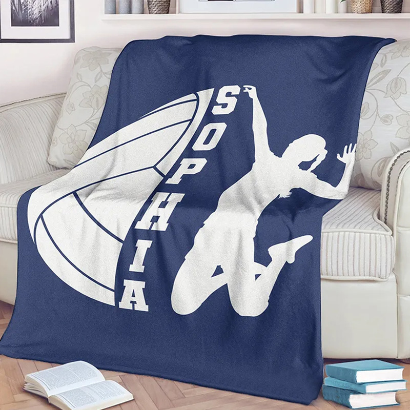 Personalized Volleyball Blanket with Custom Name and Graffiti Design for Volleyball Fans