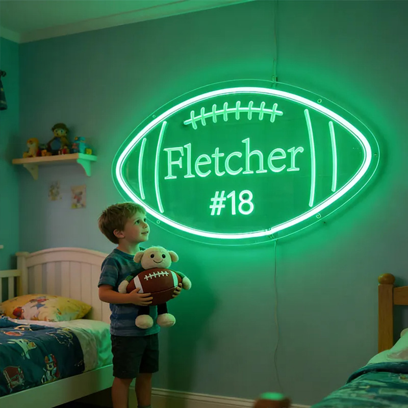 Personalized Football Neon Sign with Custom Name and Jersey Number for Football Fans