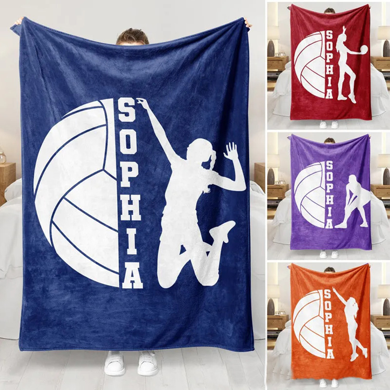 Personalized Volleyball Blanket with Custom Name and Graffiti Design for Volleyball Fans