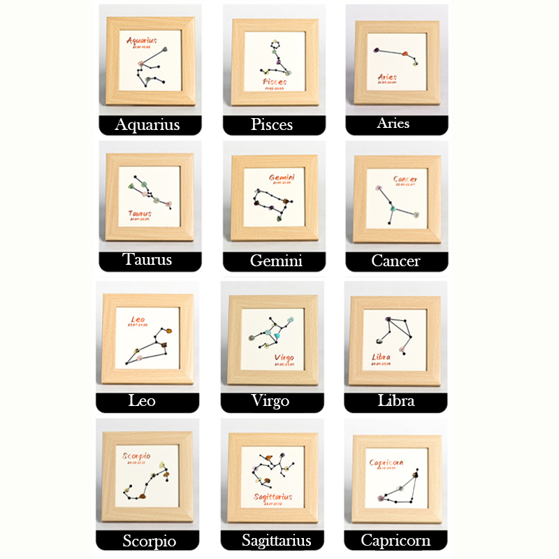 Personalized Engraved Name and Zodiac Sign Wood Frames Home Decoration