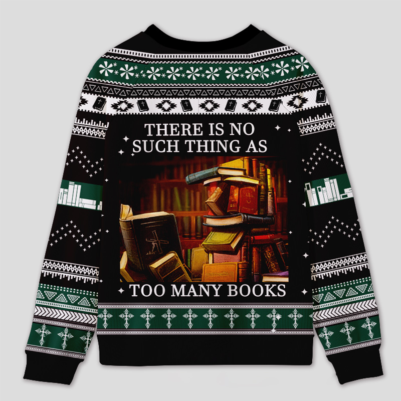 Personalized Never Enough Books Fun Ugly Sweater Holiday Gift for Book Lovers