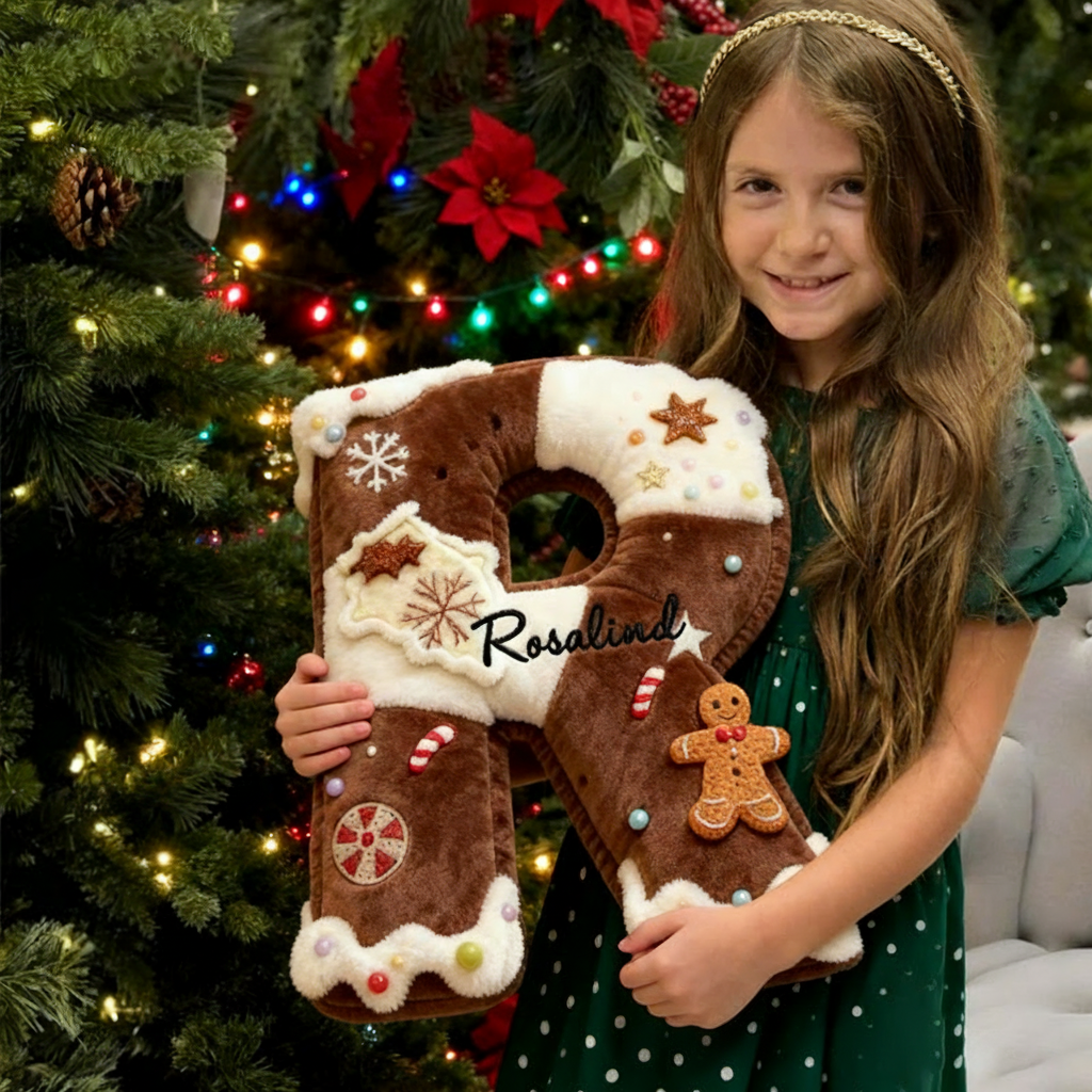 Personalized Baked Cookie Letter Pillow Graphic 3D Print Throw Pillow with Custom Name for Kids Baker Christmas Gift Baking Lover