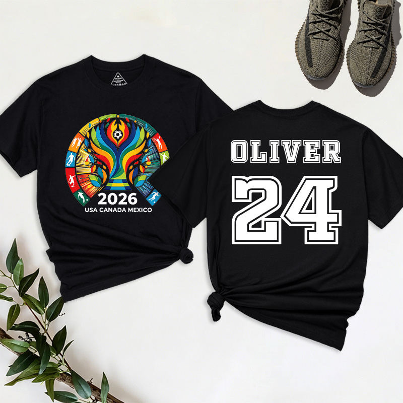 Personalized Football Cup T-Shirt 2026 USA Canada Mexico Football Match Tee Custom Name and Number Gift for Football Fans