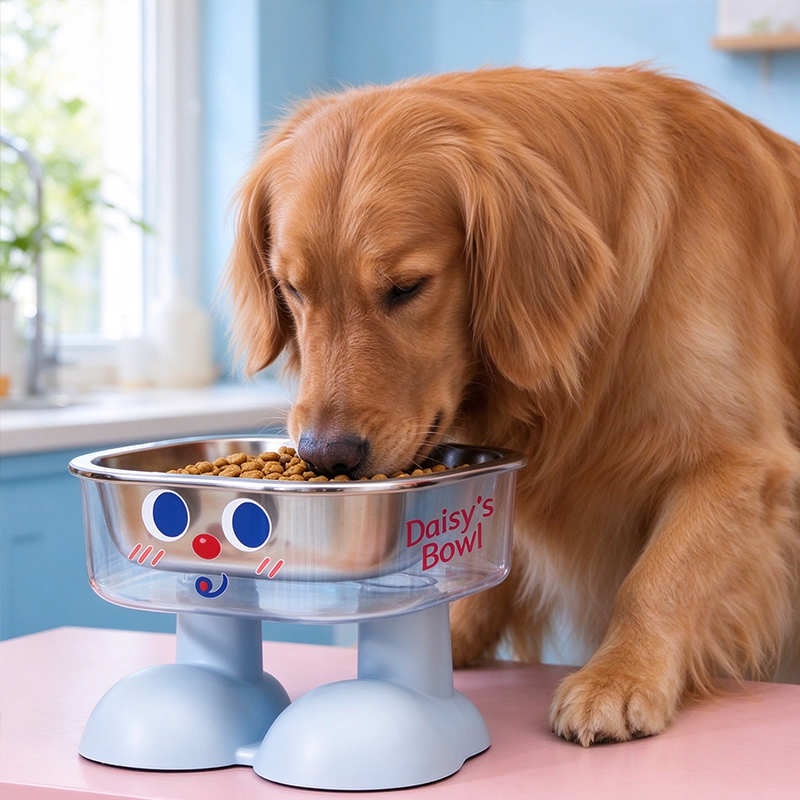Personalized Cute Pet Feeding Bowl with Name Stainless Steel Heavy Base Raised Feeding Bowl Birthday Gift for Dog Cat Owners