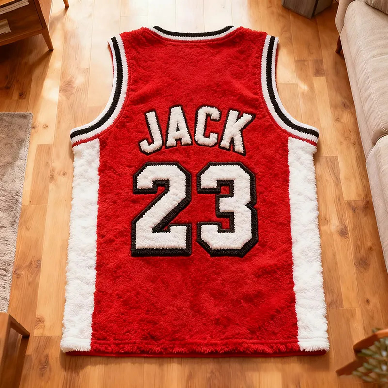 Personalized Basketball Jersey Rug with Custom Name and Number for Fans and Players