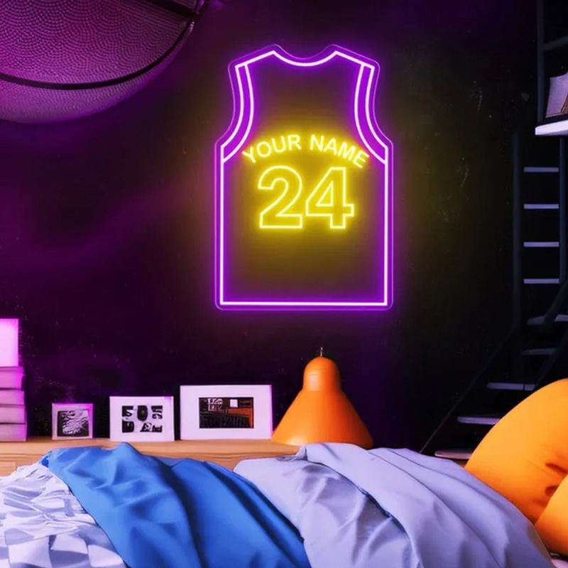Personalized LED Basketball Neon Light Featuring Your Name and Jersey for Players and Fans