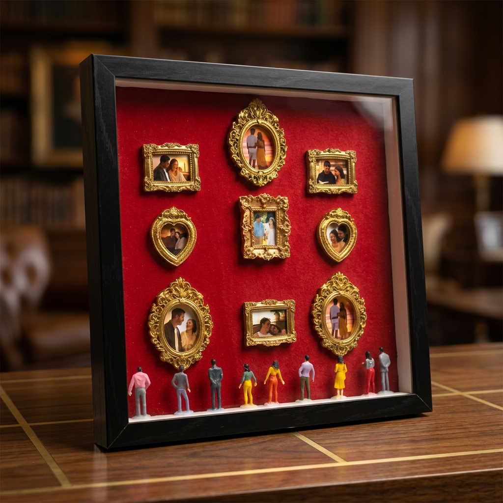 Personalized Mini Museum Silhouette Box with LED Light DIY 11 Photos Museum Frame Box Mother's Day Gifts