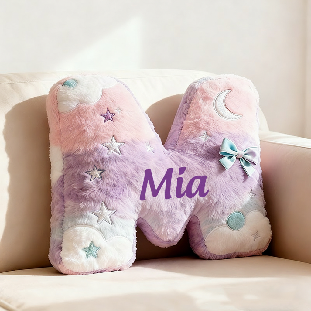 Personalized Colorful 26 Letters Cute Graphic 3D Print Christmas Gift Pillow Cute Magic Beautiful Letter Custom Pillow Gift for Kids