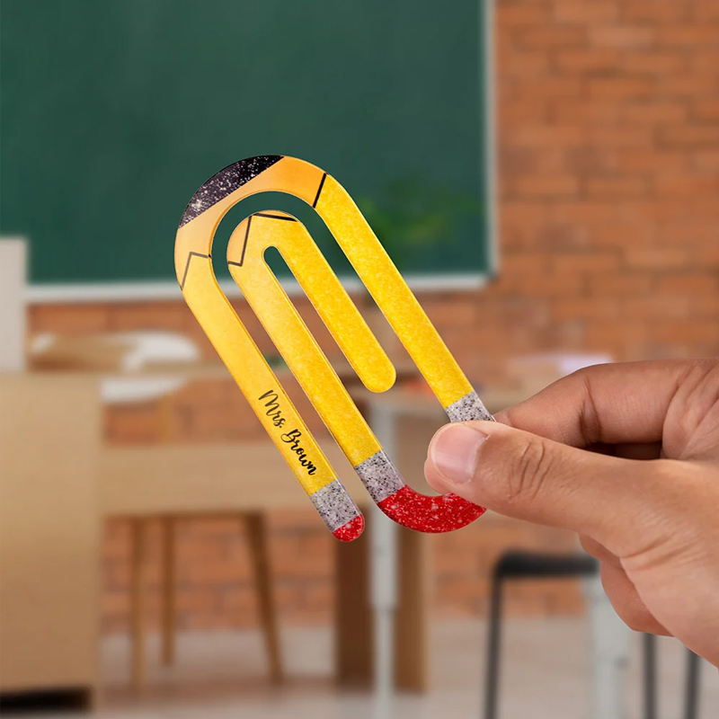 Personalized Pencil Notebook Jumbo Paperclip Acrylic Bookmark Clip Set of 3 with Surname Teacher's Day Appreciation Gift for Teachers Read Lovers