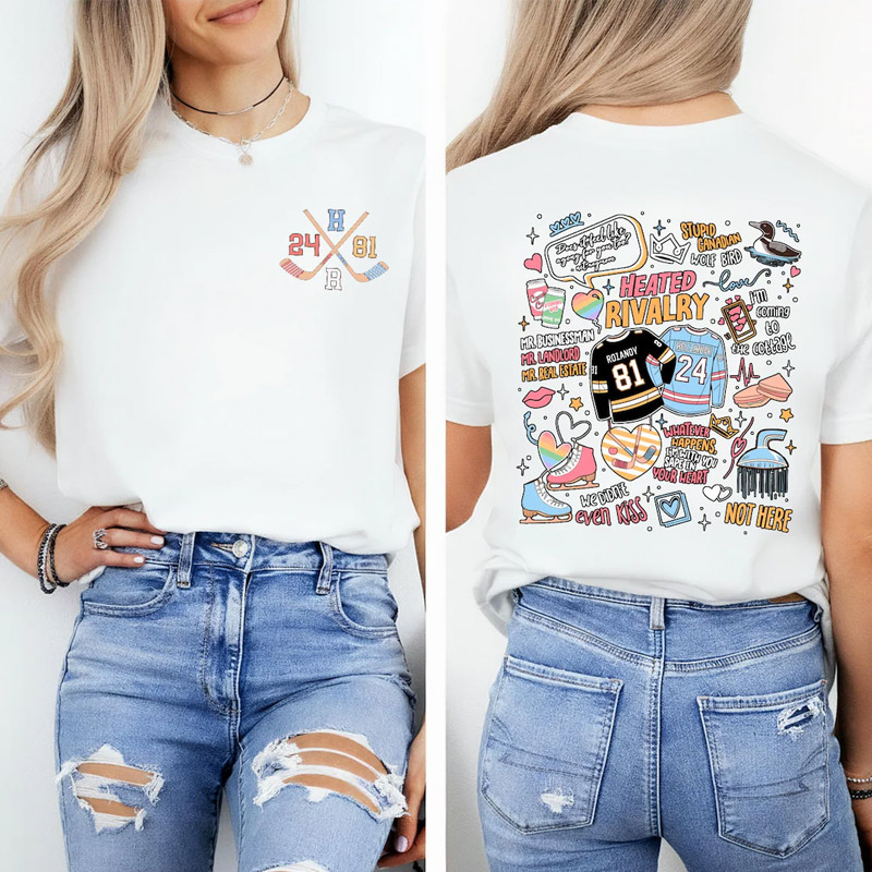 Personalized Hockey TV T-Shirt Romance Shirt with Custom Number and Initials