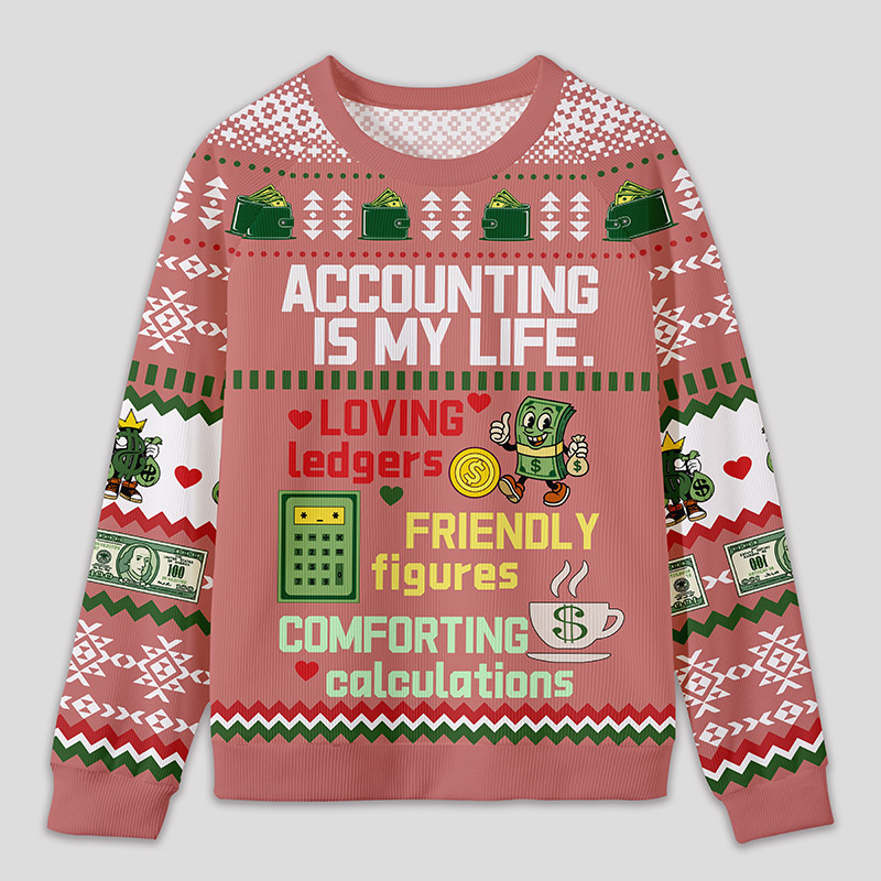 Personalized Accounting Humor Funny Ugly Sweater Office Holiday Party Gift for Finance Pros