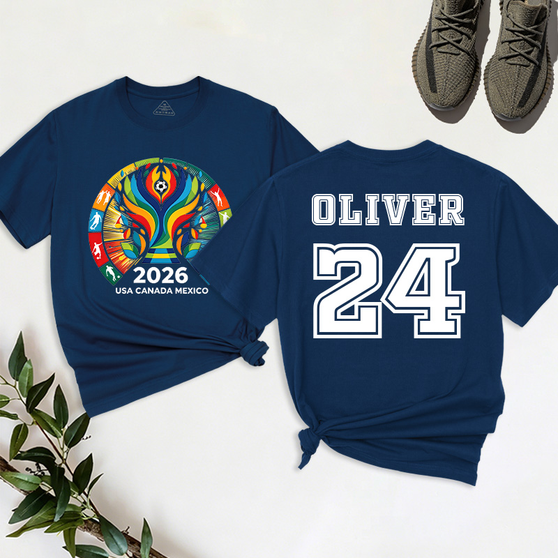 Personalized Football Cup T-Shirt 2026 USA Canada Mexico Football Match Tee Custom Name and Number Gift for Football Fans