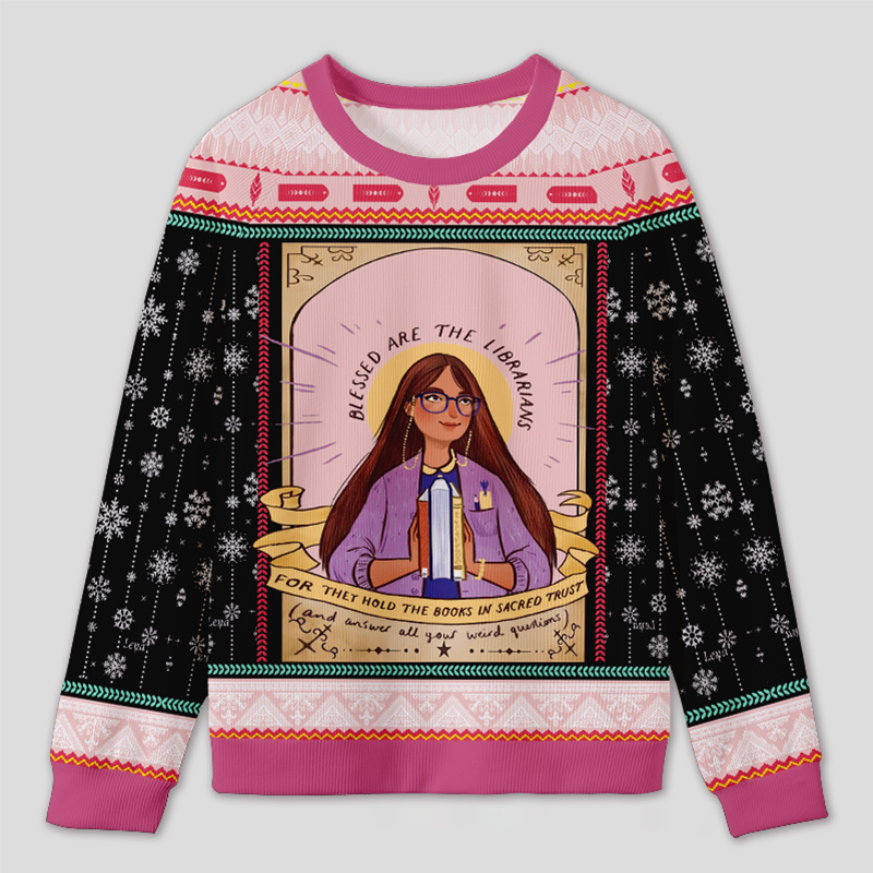 Personalized Librarian Appreciation Ugly Sweater Office Holiday Party Gift for Book Lovers