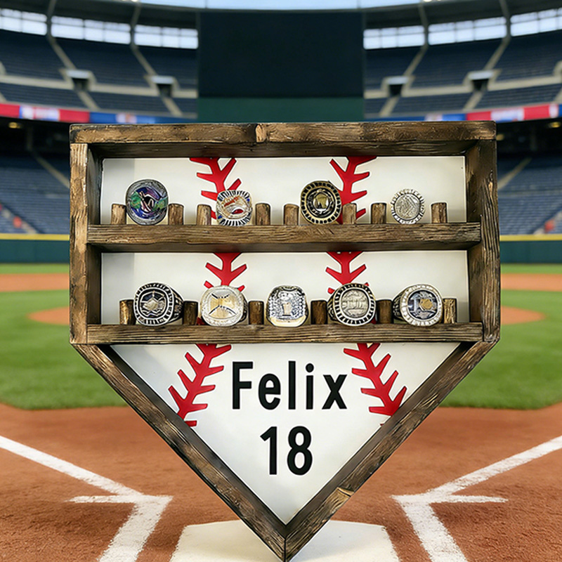 Personalized Baseball Home Plate Championship Ring Display for Baseball Stars