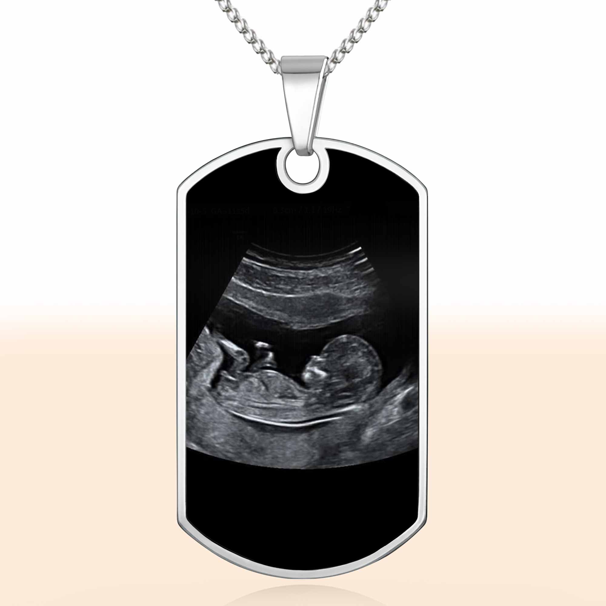 Personalized To Daddy Now You Can Carry Me Too Ultrasound And Heart Custom Dog Tag Necklace Gift For New Dads
