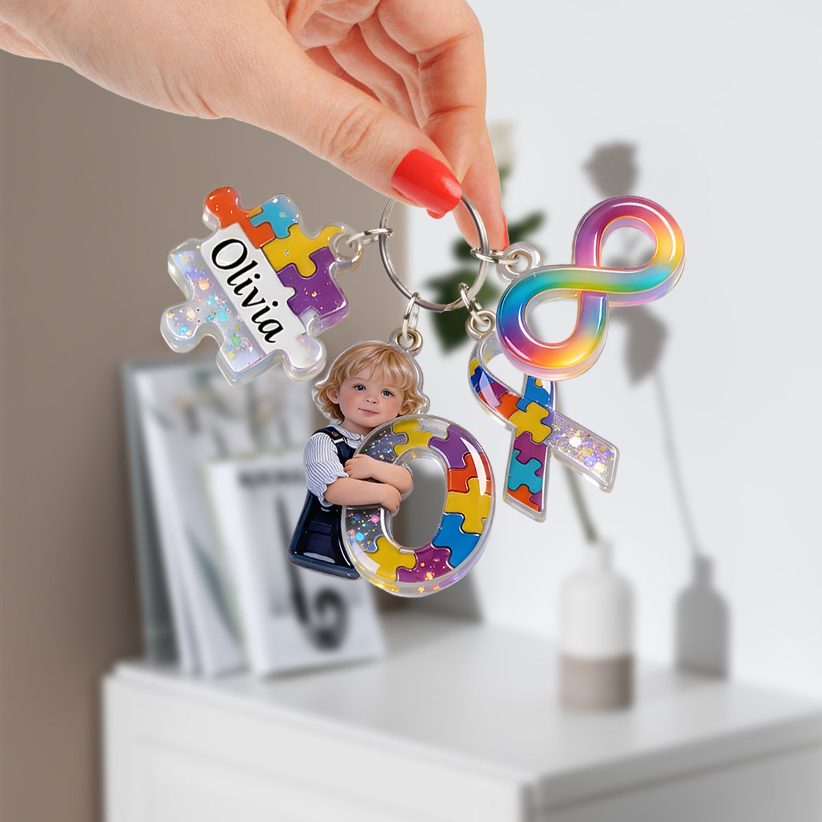 Personalized Autism Letter Custom Autism Awareness Keychain With Charms Positive Gifts