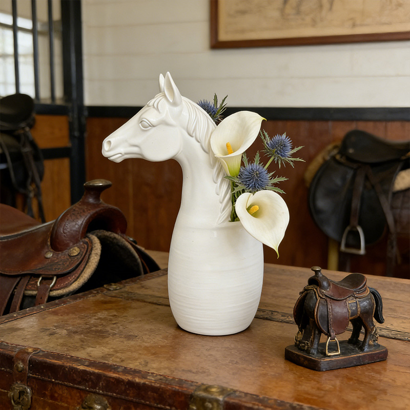 Personalized Horse-Head Vase 3D-Printed Horse-Themed Vase for Equestrian Enthusiasts