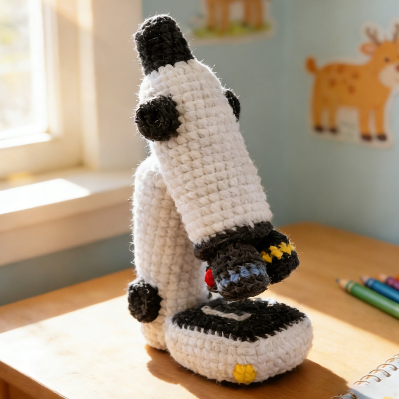 Personalized Amigurumi Toy Biology Plushie Microscope Crochet Toy Science Decor Gift for Geek Lover