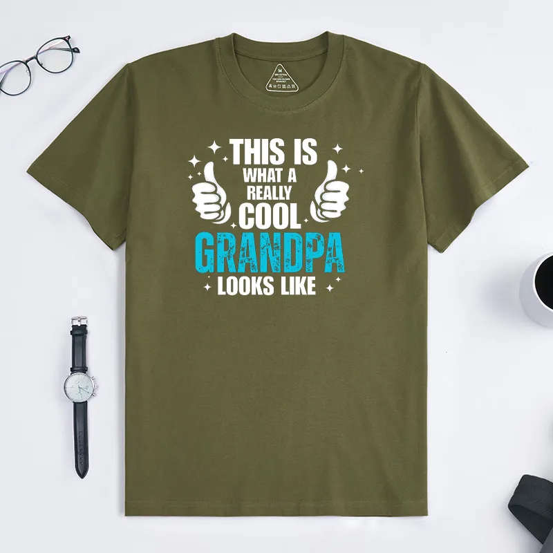 Personalized Grandpa T-Shirt Custom This Is What a Really Cool Grandpa Looks Like Gift for Grandfather Father's Day Birthday Comfortable Cotton Shirt