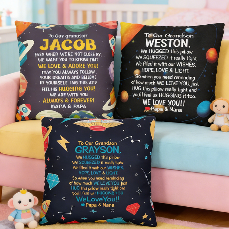 Personalized Space Theme Planets Love Throw Pillow Astronomy Gift for Child Nerd Geek Lover