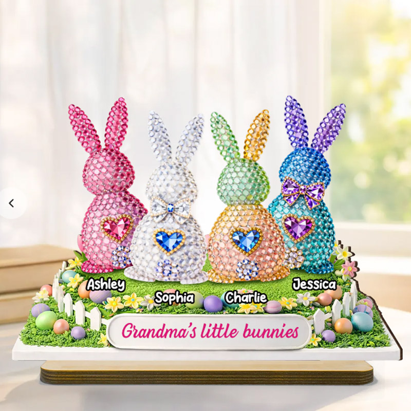 Personalized Grandma's Little Bunnies Easter with Names Custom 2-Layered Wooden Plaque Sentimental Easter Gift for Grandma