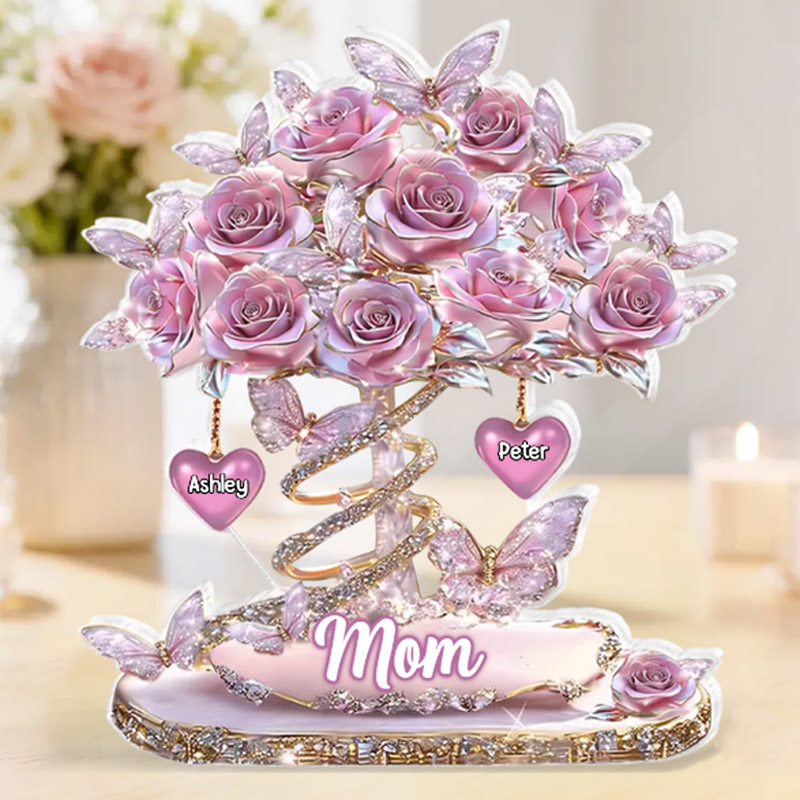 Personalized Best Mom Ever Heart Tree Acrylic Block Plaque Heartfelt Gift For Mom Grandma