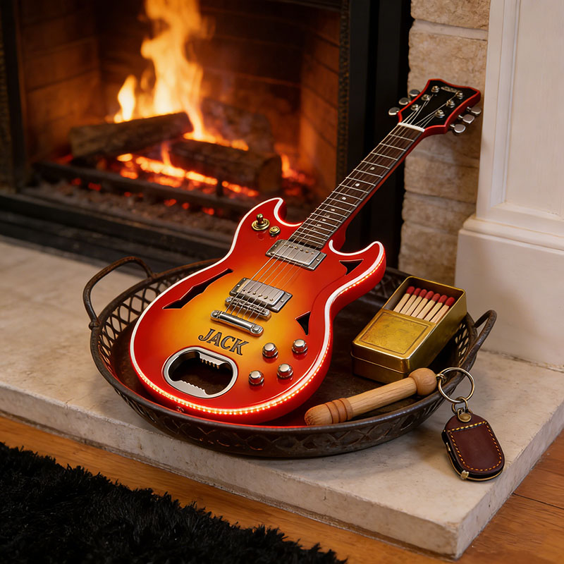 Personalized Guitar Shaped Bottle Opener with Name Concert Celebrations Birthdays Holiday Parties Gift for Guitarists Band Members Music Lovers