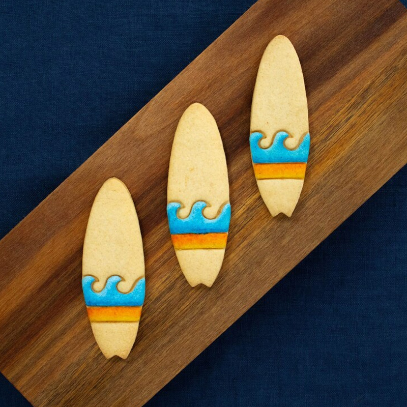 Personalized Surfboard Cookie Cutter Ocean Wave Design 3D Printed Baking Tool Beach Parties Craft Stamp for Fishing Lover