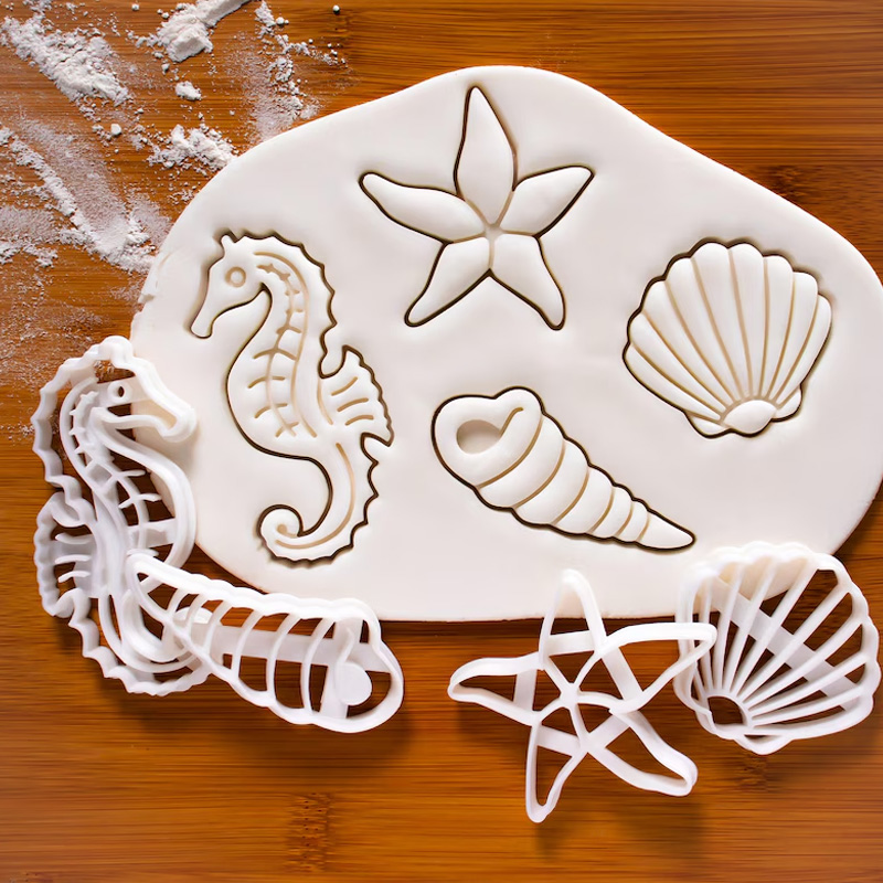 Personalized Seashell Cookie Cutter Beach Ocean Baking Mold 3D Printed Baking Tool Beach Parties Craft Stamp for Fishing Lover